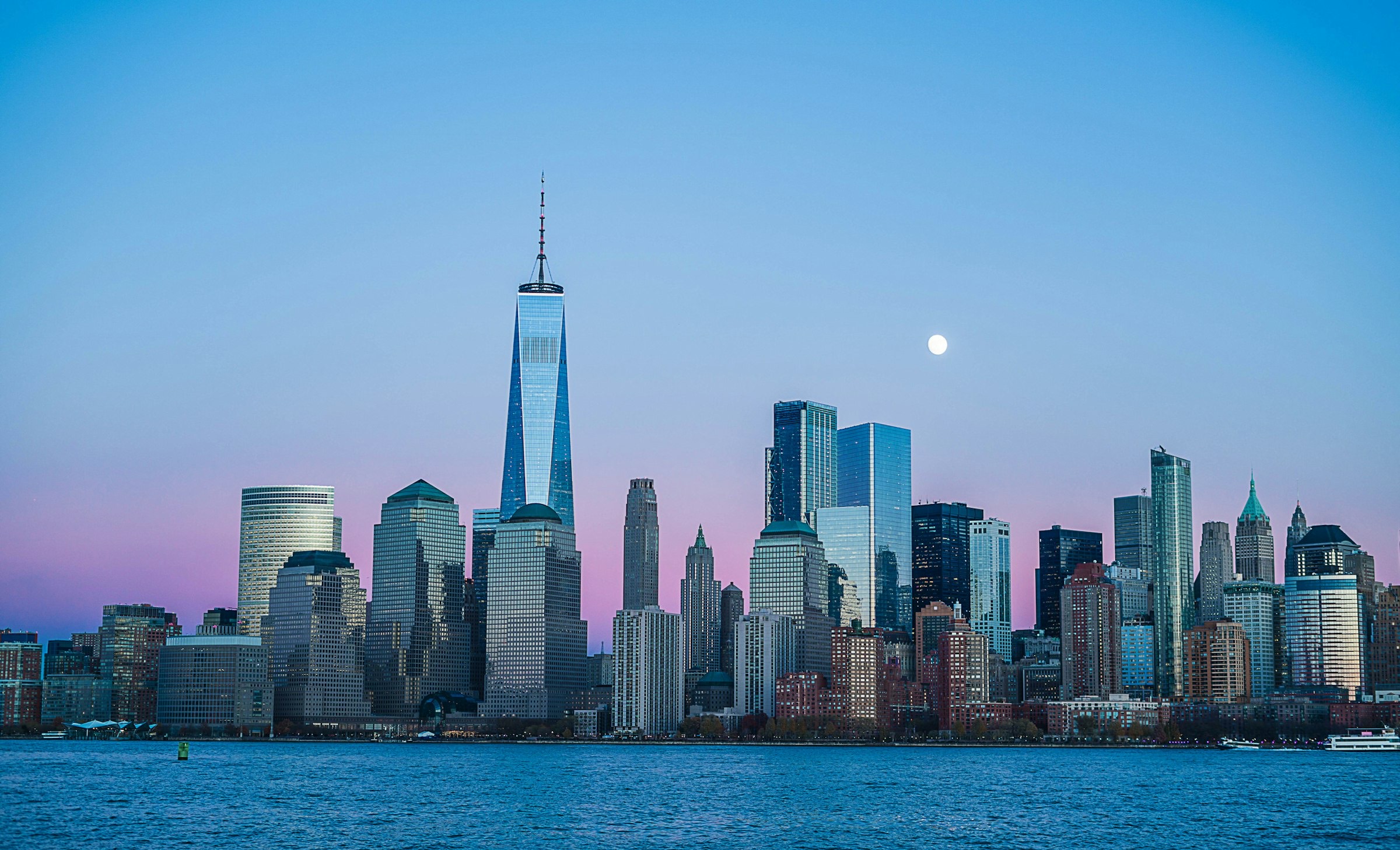 Lower Manhattan skyline at dusk, New York City